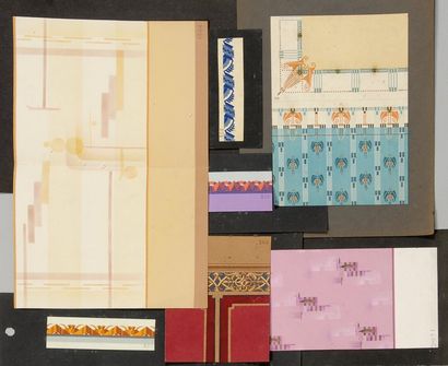 Ensemble de maquettes gouachées de décors...