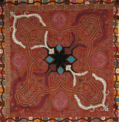 Châle cachemire carré indien, vers 1860-1870,...
