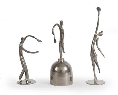 Ensemble de 3 sculptures en bronze signées...