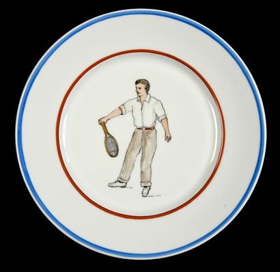 Ensemble de 16 assiettes en céramique à décor...