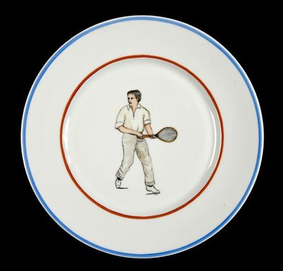 Ensemble de 16 assiettes en céramique à décor...