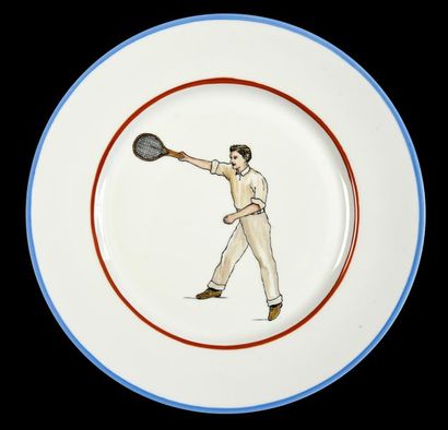 Ensemble de 16 assiettes en céramique à décor...