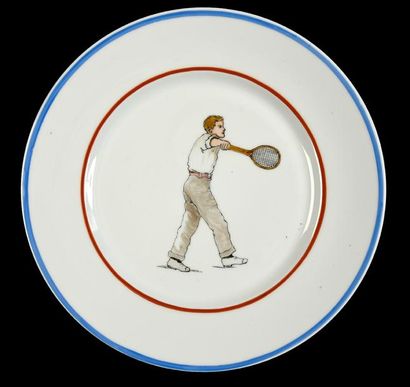 Ensemble de 16 assiettes en céramique à décor...