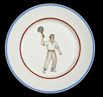 Ensemble de 16 assiettes en céramique à décor...