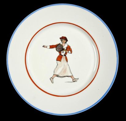Ensemble de 16 assiettes en céramique à décor...