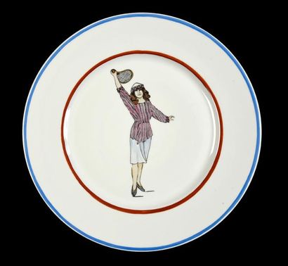 Ensemble de 16 assiettes en céramique à décor...
