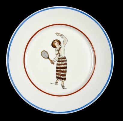 Ensemble de 16 assiettes en céramique à décor...
