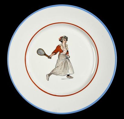 Ensemble de 16 assiettes en céramique à décor...