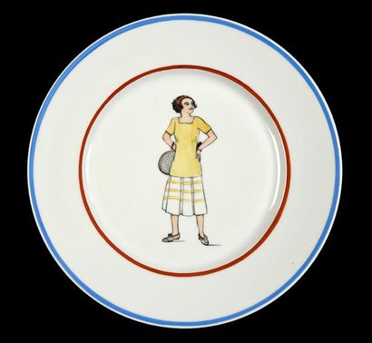 Ensemble de 16 assiettes en céramique à décor...