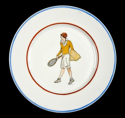 Ensemble de 16 assiettes en céramique à décor...