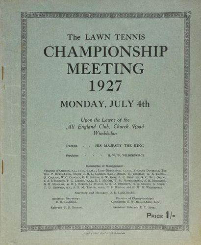 Programme officiel du Tournoi de Wimbledon...