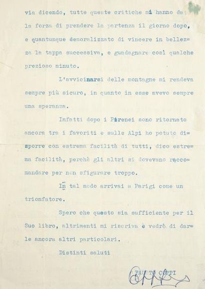 Lettre tapuscrite du 21 octobre 1957 de Fausto...