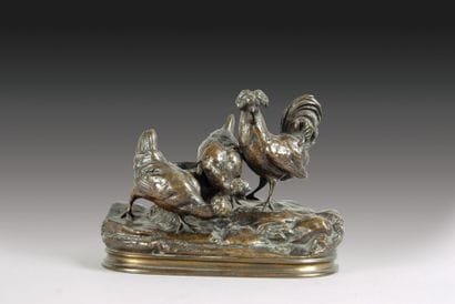 A. LEONARD (1821-1877)
Coq et poules Bronze...