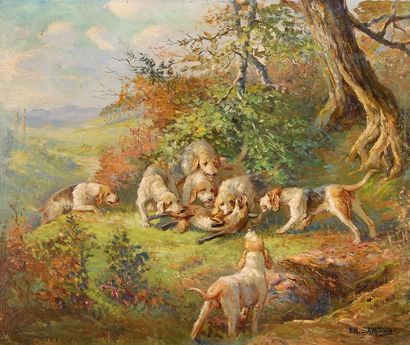 SAMSON
Hallali du renard.Huile sur toile.46...