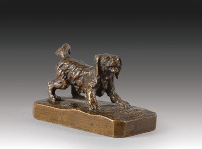 Christophe FRATIN (1801-1864)
Chien aboyant.Bronze...