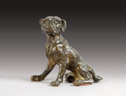 Ecole française fin du XIXe
Chien assis.Bronze...