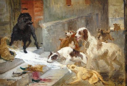 Joseph FAVEROT (1862- ?)
La curé à table.Huile...