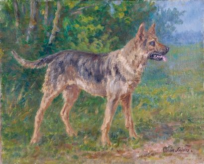 Marie CALVES (1883-1957)
Chien dans un paysage.Huile...