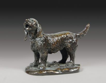 E.LIENARD
Chien griffon Bronze à patine brune.20...