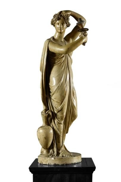 Statue de vestale en plâtre patiné façon...