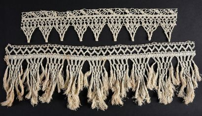 Deux bordures, macramé et Reticella, Italie,...