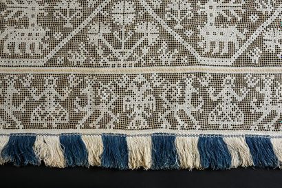Panneau, fils tirés rebrodés, collection...