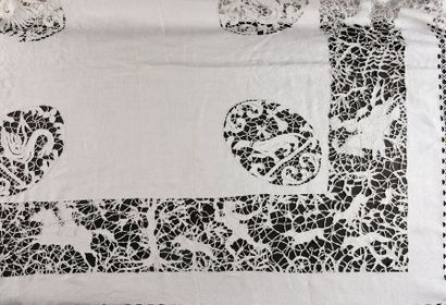 Nappe en broderie et dentelle, début du XXe...