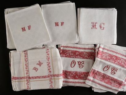 Suites de serviettes damassées, fin du XIXe...