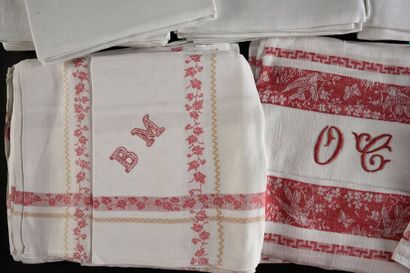 Suites de serviettes damassées, fin du XIXe...
