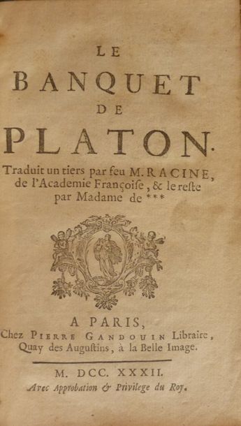 PLATON
Le BanquetP., Gandouin, 1732. Pet.in-12,...