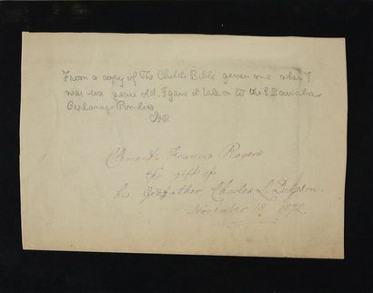 CARROLL, Lewis (1832-1898)

Autographe tiré...