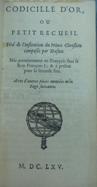 ERASME, JOLY, Claude (éditeur et commentateur)

Codicille...