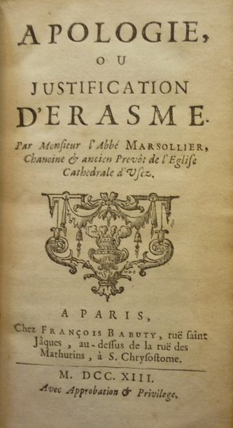 ERASME
Apologie ou justification d'Erasme,...