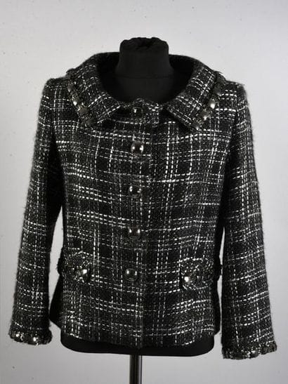 LANVIN, veste de tailleur, en tweed gris...