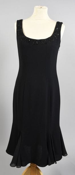 JOHN GALLIANO, robe du soir en crêpe de laine...
