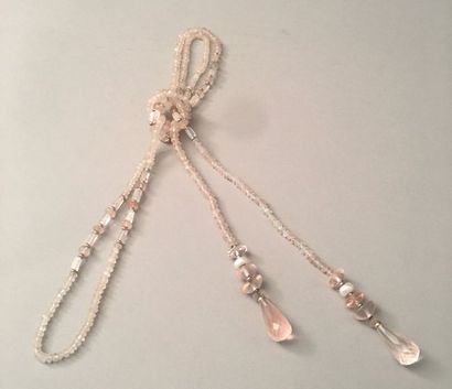 SAUTOIR en perles facettées de quartz rose...