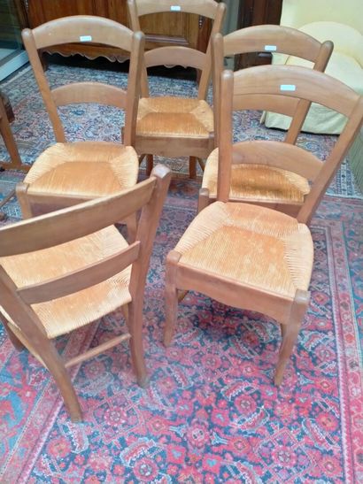 Six chaises paillées XXe. Bon état
