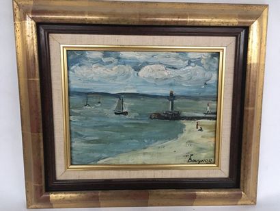 BOUYSSOU, vue sur l'estuaire, huile sur panneau,...