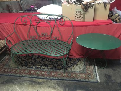 Banc Aurora Unopiu en fer zingué verni quadrillage...