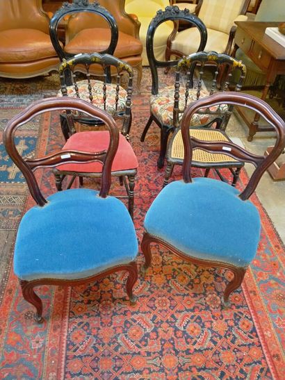 Ensemble de 6 chaises Second Empire et Louis...