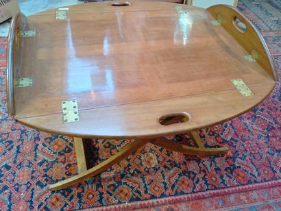 Table plateau majordome piétement en x bois...