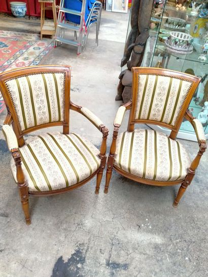 Paire de cabriolets style Directoire accotoirs...