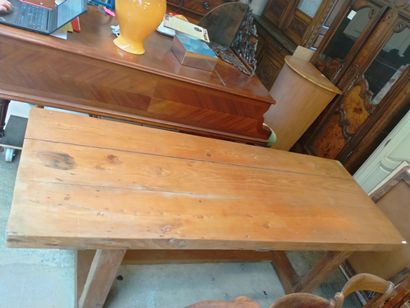 Table de ferme rustique en chêne massif à...