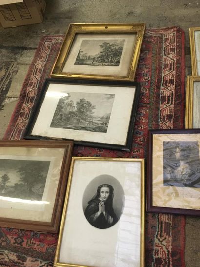 Ensemble de 5 gravures XIXe représentant...