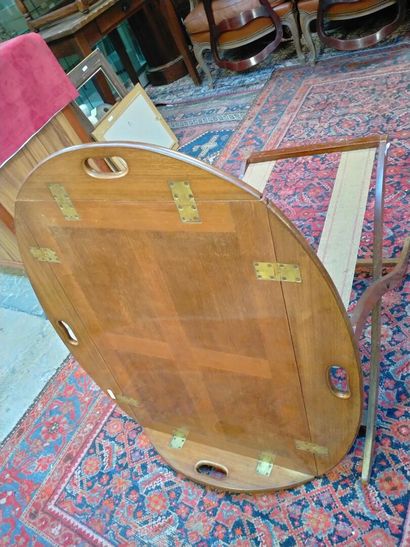 Table plateau majordome piétement en x bois...