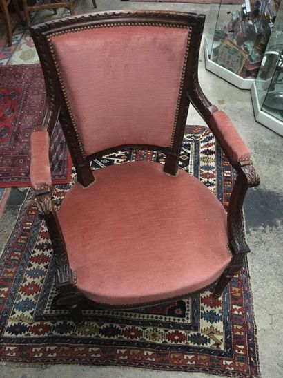 Fauteuil cabriolet style Louis XVI, velours...