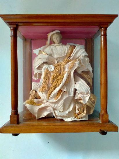 Poupée d'un ange porcelaine et tissus, XVIIIe...