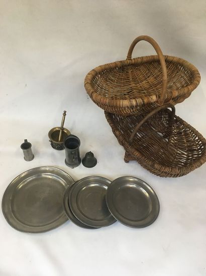 Ensemble composé d'un lot d'étains ( plat,...