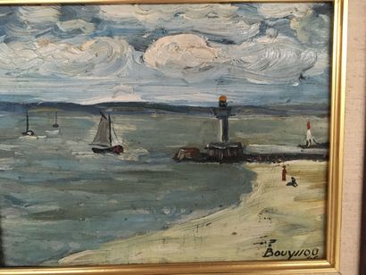BOUYSSOU, vue sur l'estuaire, huile sur panneau,...