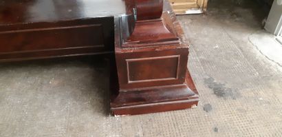 Console dessus marbre gris en acajou et placage...